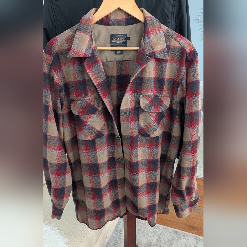 Pendleton Men Wool Board Plaid Button-Down Flanne… - image 9